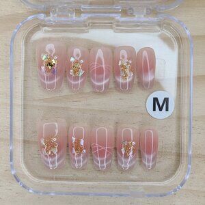 Shell Gold Foil Press-On Nail Set DIY Easy & Reusable At Home Manicure